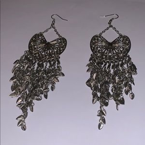 Heart and feather earrings